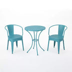 Christopher Knight Home Timotha 3 Piece Outdoor Modern Metal Round Patio Bistro Set with Open Slat Design