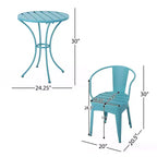 Christopher Knight Home Timotha 3 Piece Outdoor Modern Metal Round Patio Bistro Set with Open Slat Design