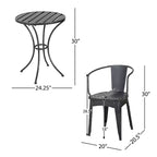 Christopher Knight Home Timotha 3 Piece Outdoor Modern Metal Round Patio Bistro Set with Open Slat Design