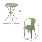 Christopher Knight Home Timotha 3 Piece Outdoor Modern Metal Round Patio Bistro Set with Open Slat Design