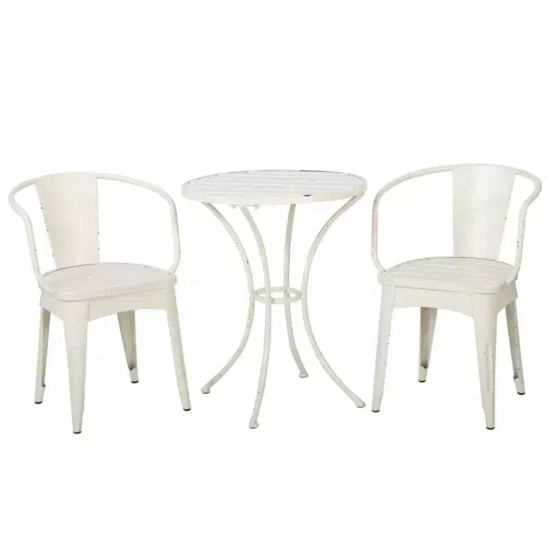 Christopher Knight Home Timotha 3 Piece Outdoor Modern Metal Round Patio Bistro Set with Open Slat Design