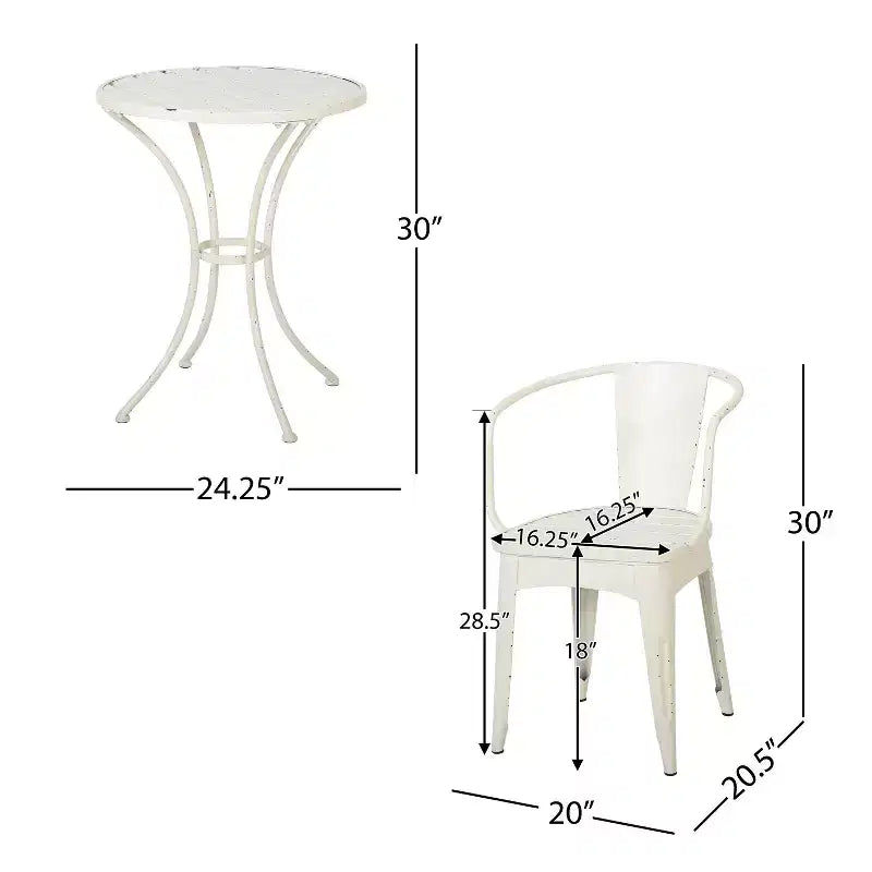 Christopher Knight Home Timotha 3 Piece Outdoor Modern Metal Round Patio Bistro Set with Open Slat Design
