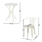 Christopher Knight Home Timotha 3 Piece Outdoor Modern Metal Round Patio Bistro Set with Open Slat Design