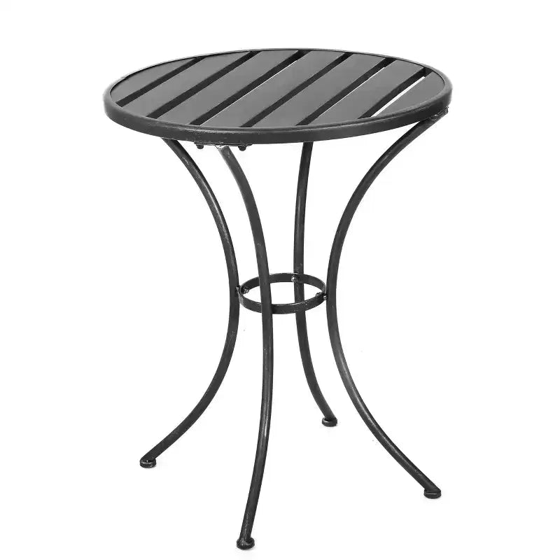 Christopher Knight Home Timotha 3 Piece Outdoor Modern Metal Round Patio Bistro Set with Open Slat Design