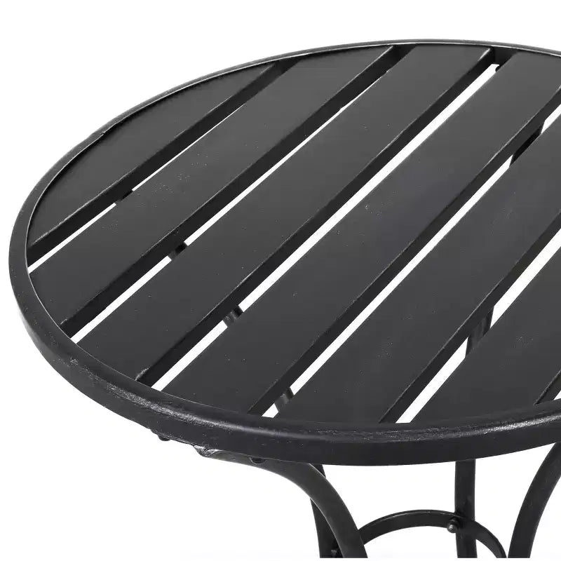 Christopher Knight Home Timotha 3 Piece Outdoor Modern Metal Round Patio Bistro Set with Open Slat Design