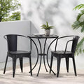Christopher Knight Home Timotha 3 Piece Outdoor Modern Metal Round Patio Bistro Set with Open Slat Design