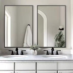 Double-Sided Mounted Rectangular Hanging Mirror with Thin Edge, Right Angle, Black Aluminum Alloy