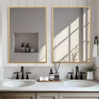 Sophisticated 91cm Gold Aluminum Rectangular Mirror with Slim Frame, Right Angles, 1.5cm Depth (Double-Sided)