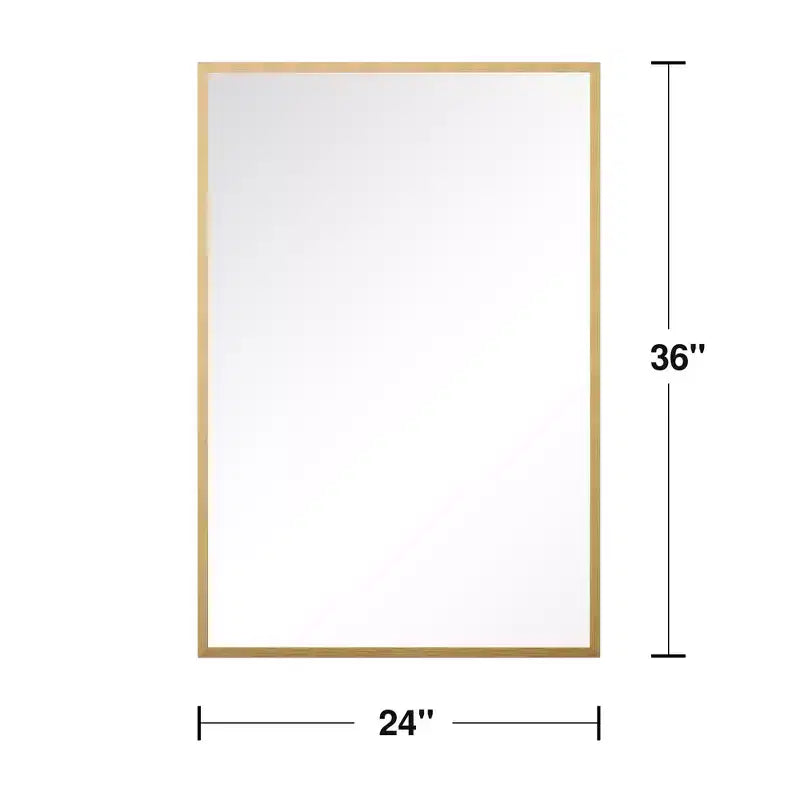 Sophisticated 91cm Gold Aluminum Rectangular Mirror with Slim Frame, Right Angles, 1.5cm Depth (Double-Sided)