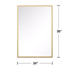 Sophisticated 91cm Gold Aluminum Rectangular Mirror with Slim Frame, Right Angles, 1.5cm Depth (Double-Sided)
