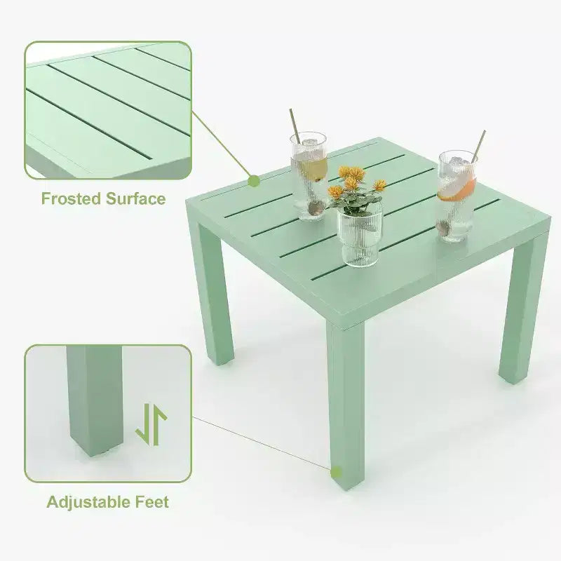 Acekool 3-Piece Outdoor Bistro Set with Stackable Metal Chairs and Square Table, Compact Patio Furniture for Backyard, Deck, Balcony