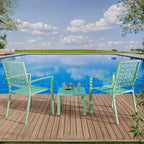Acekool 3-Piece Outdoor Bistro Set with Stackable Metal Chairs and Square Table, Compact Patio Furniture for Backyard, Deck, Balcony
