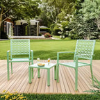 Acekool 3-Piece Outdoor Bistro Set with Stackable Metal Chairs and Square Table, Compact Patio Furniture for Backyard, Deck, Balcony