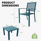 Acekool 3-Piece Outdoor Bistro Set with Stackable Metal Chairs and Square Table, Compact Patio Furniture for Backyard, Deck, Balcony