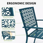 Acekool 3-Piece Outdoor Bistro Set with Stackable Metal Chairs and Square Table, Compact Patio Furniture for Backyard, Deck, Balcony