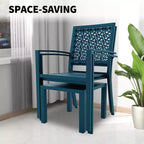 Acekool 3-Piece Outdoor Bistro Set with Stackable Metal Chairs and Square Table, Compact Patio Furniture for Backyard, Deck, Balcony