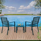 Acekool 3-Piece Outdoor Bistro Set with Stackable Metal Chairs and Square Table, Compact Patio Furniture for Backyard, Deck, Balcony