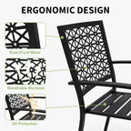Acekool 3-Piece Outdoor Bistro Set with Stackable Metal Chairs and Square Table, Compact Patio Furniture for Backyard, Deck, Balcony