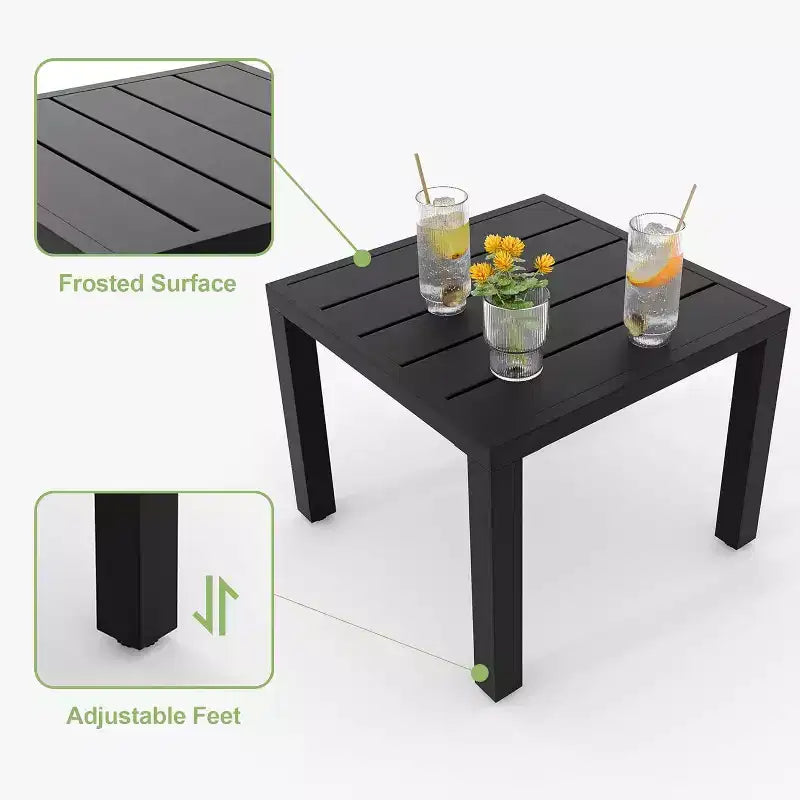 Acekool 3-Piece Outdoor Bistro Set with Stackable Metal Chairs and Square Table, Compact Patio Furniture for Backyard, Deck, Balcony