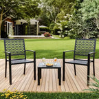 Acekool 3-Piece Outdoor Bistro Set with Stackable Metal Chairs and Square Table, Compact Patio Furniture for Backyard, Deck, Balcony
