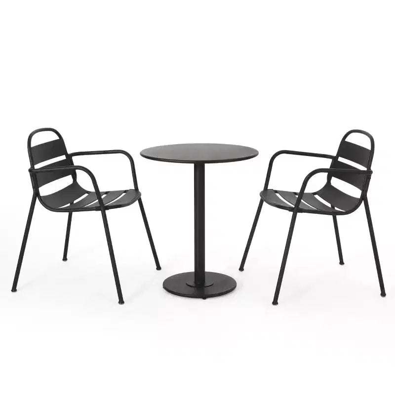 Christopher Knight Home Corey 3 Piece Outdoor Modern Metal Bistro Set with Open Slat Design