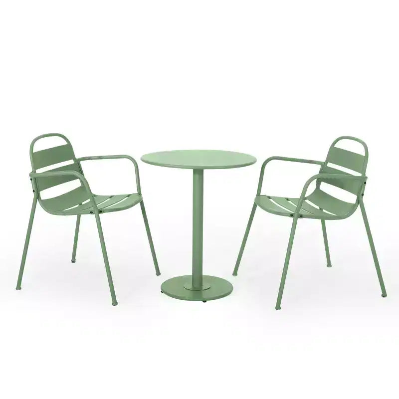 Christopher Knight Home Corey 3 Piece Outdoor Modern Metal Bistro Set with Open Slat Design