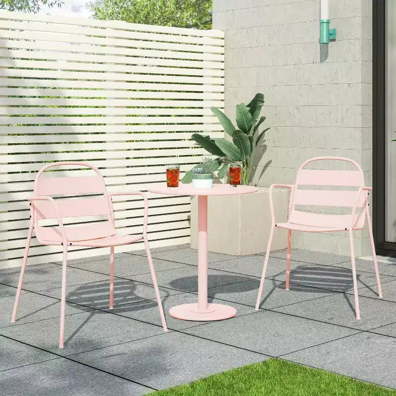 Christopher Knight Home Corey 3 Piece Outdoor Modern Metal Bistro Set with Open Slat Design