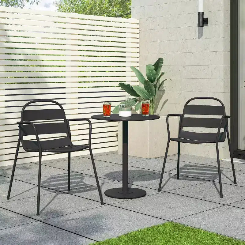Christopher Knight Home Corey 3 Piece Outdoor Modern Metal Bistro Set with Open Slat Design