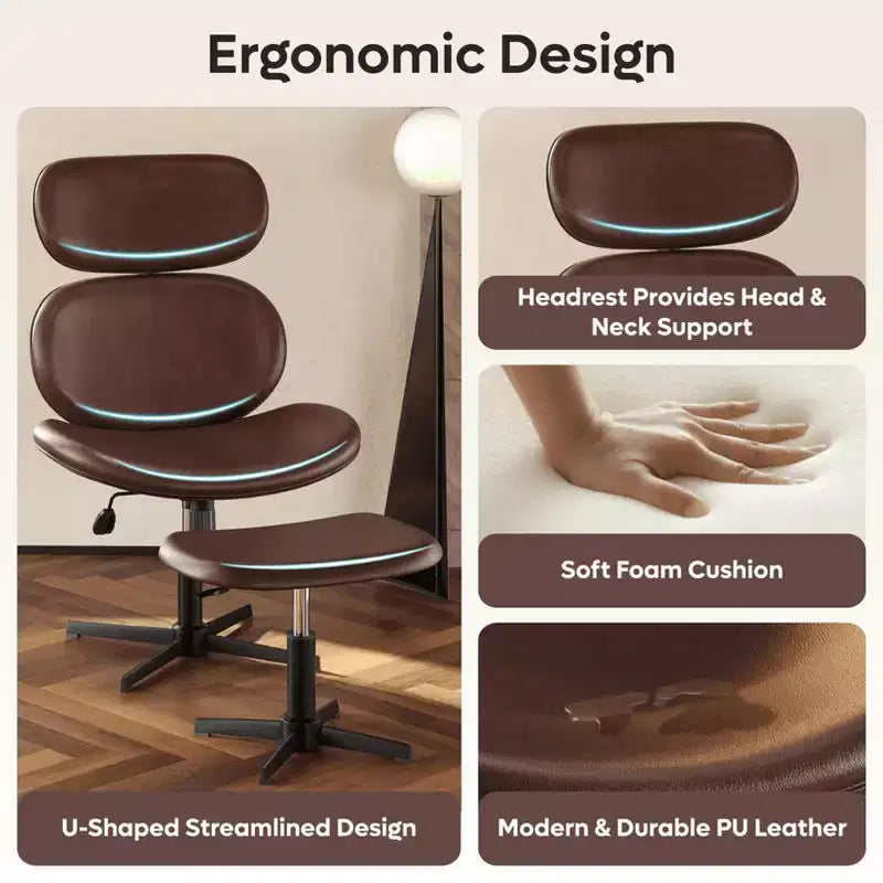 Bestier Swivel Office Chair With Ottoman, Reclining Desk Chair with Adjustable High Back & Headrest, PU Gaming Chair Ergonomic Computer Chair