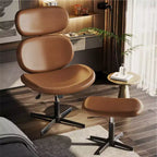 Bestier Swivel Office Chair With Ottoman, Reclining Desk Chair with Adjustable High Back & Headrest, PU Gaming Chair Ergonomic Computer Chair