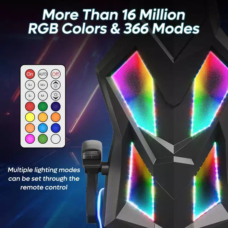 Bestier Breathable Fabric Gaming Chair with RGB LED Lighting and Adjustable Armrests
