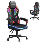 Bestier Breathable Fabric Gaming Chair with RGB LED Lighting and Adjustable Armrests