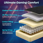Bestier Breathable Fabric Gaming Chair with RGB LED Lighting and Adjustable Armrests