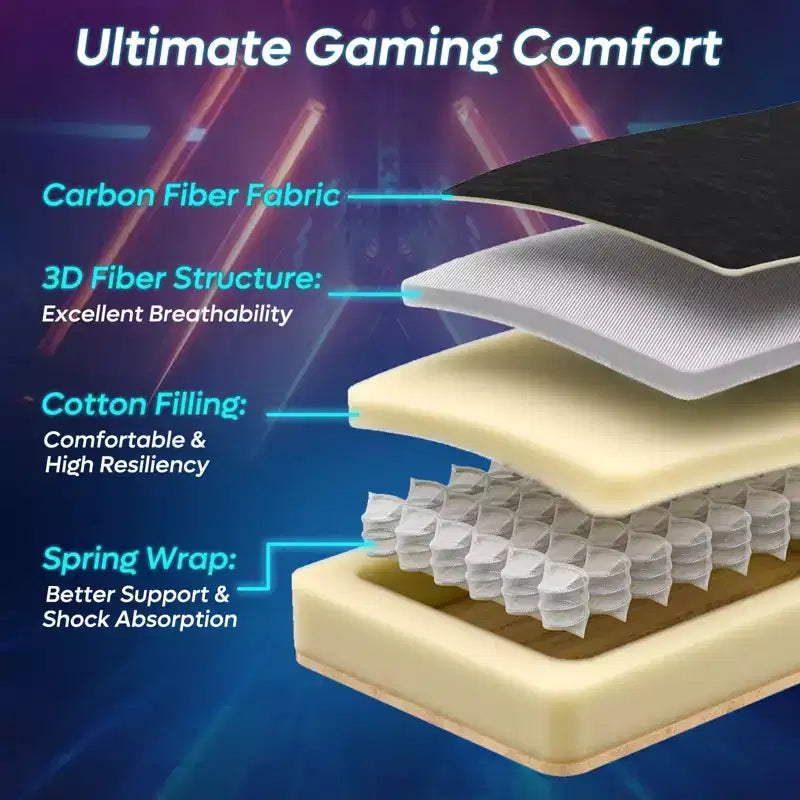 Bestier Breathable Fabric Gaming Chair with RGB LED Lighting and Adjustable Armrests