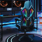 Bestier Breathable Fabric Gaming Chair with RGB LED Lighting and Adjustable Armrests