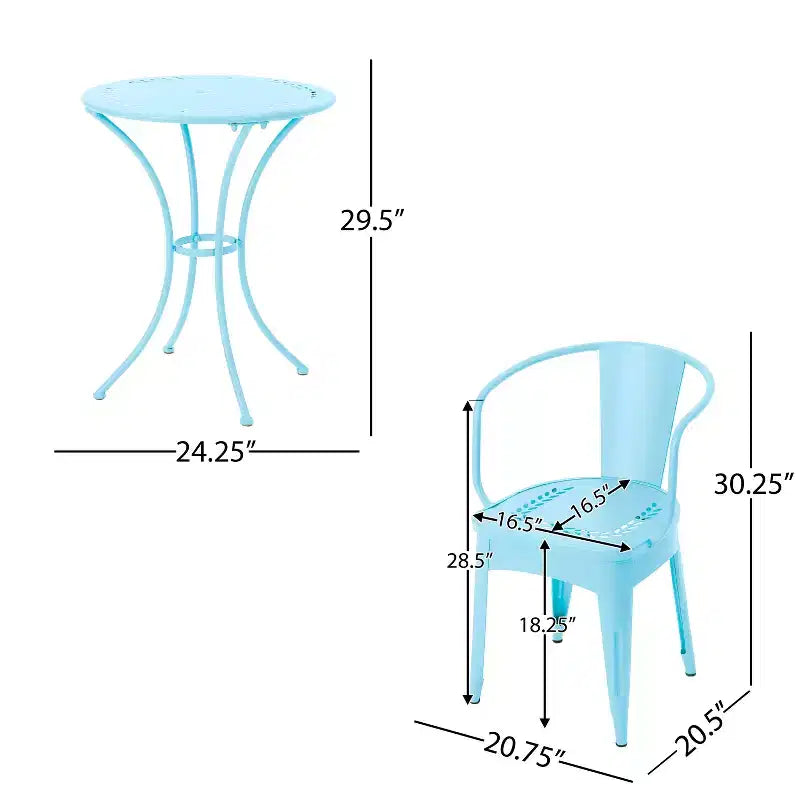 Christopher Knight Home Tisha Outdoor Modern Iron 3 Piece Bistro Set with Curved Open Backrest
