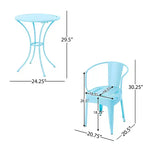 Christopher Knight Home Tisha Outdoor Modern Iron 3 Piece Bistro Set with Curved Open Backrest