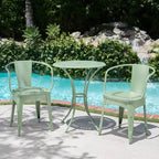 Christopher Knight Home Tisha Outdoor Modern Iron 3 Piece Bistro Set with Curved Open Backrest