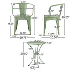 Christopher Knight Home Tisha Outdoor Modern Iron 3 Piece Bistro Set with Curved Open Backrest
