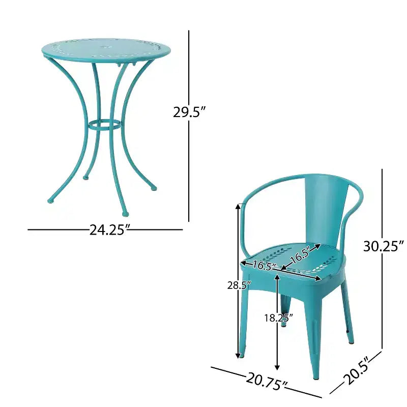 Christopher Knight Home Tisha Outdoor Modern Iron 3 Piece Bistro Set with Curved Open Backrest