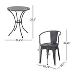 Christopher Knight Home Tisha Outdoor Modern Iron 3 Piece Bistro Set with Curved Open Backrest