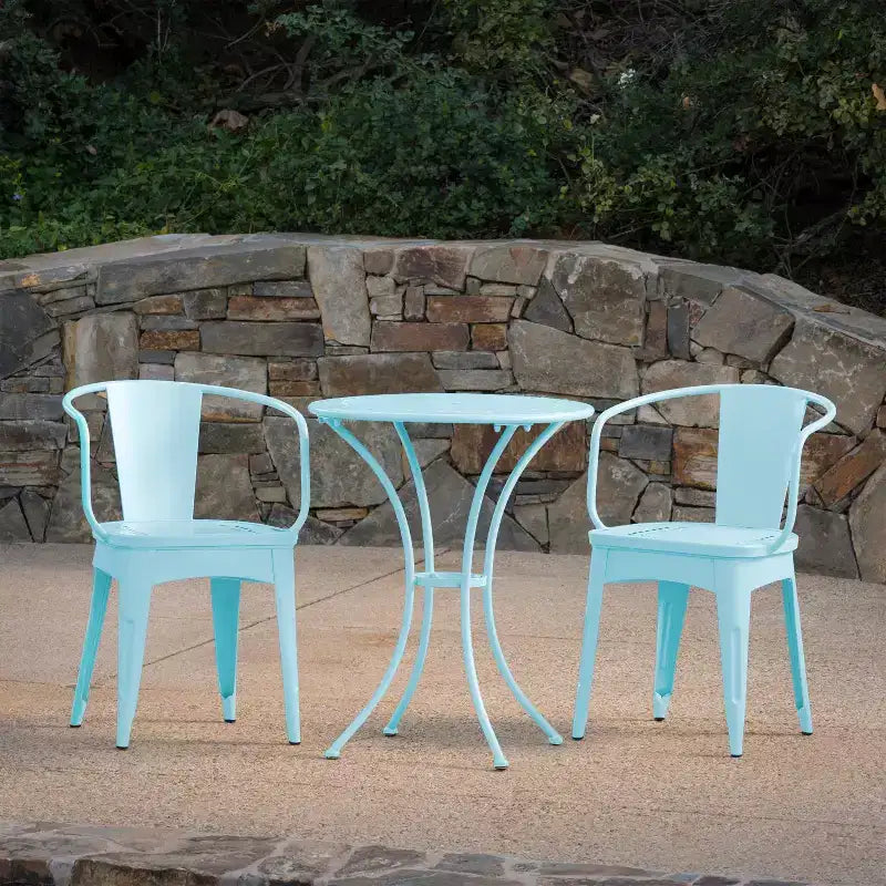 Christopher Knight Home Tisha Outdoor Modern Iron 3 Piece Bistro Set with Curved Open Backrest
