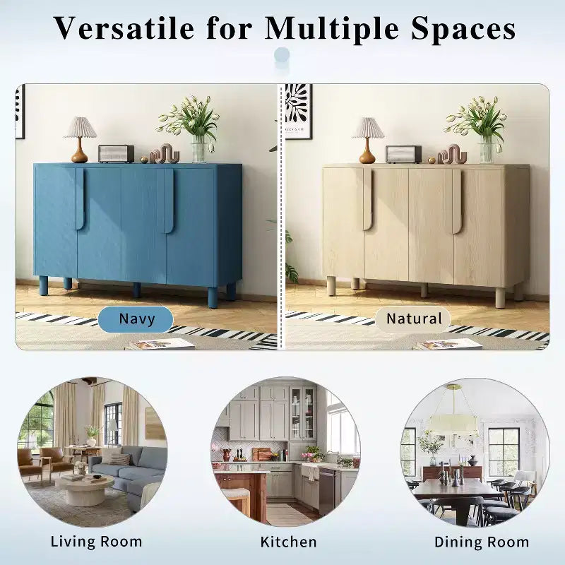 4-Door Buffet Cabinet with Storage, Wood Sideboard Cabinet with Handles and Adjustable Shelves