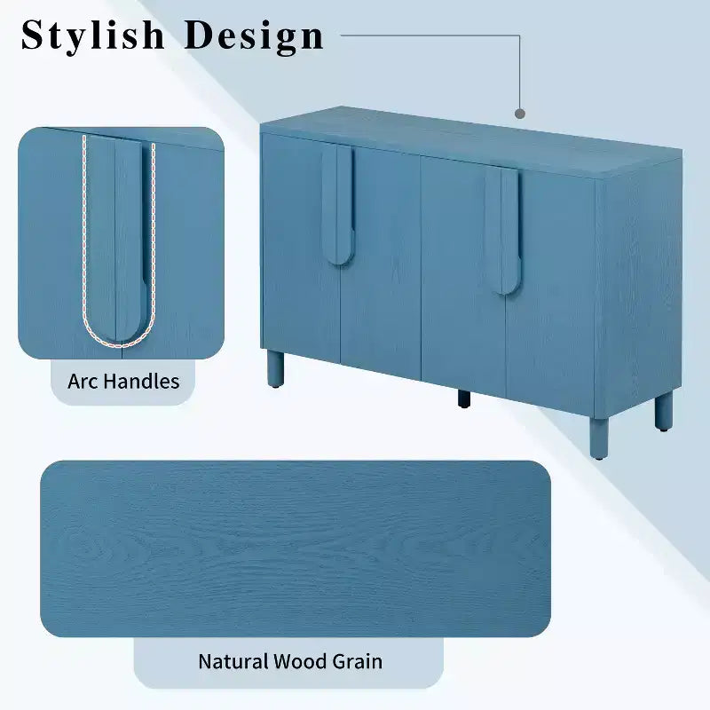 4-Door Buffet Cabinet with Storage, Wood Sideboard Cabinet with Handles and Adjustable Shelves