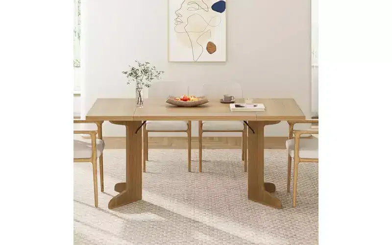 71 Large Dining Table for 6 to 8 People, Modern Dinner Table with Unique Wooden Legs, Rectangle Dining Table for Kitchen, Dining Room & Living Room