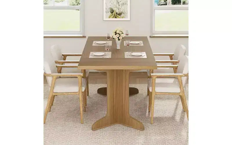 71 Large Dining Table for 6 to 8 People, Modern Dinner Table with Unique Wooden Legs, Rectangle Dining Table for Kitchen, Dining Room & Living Room