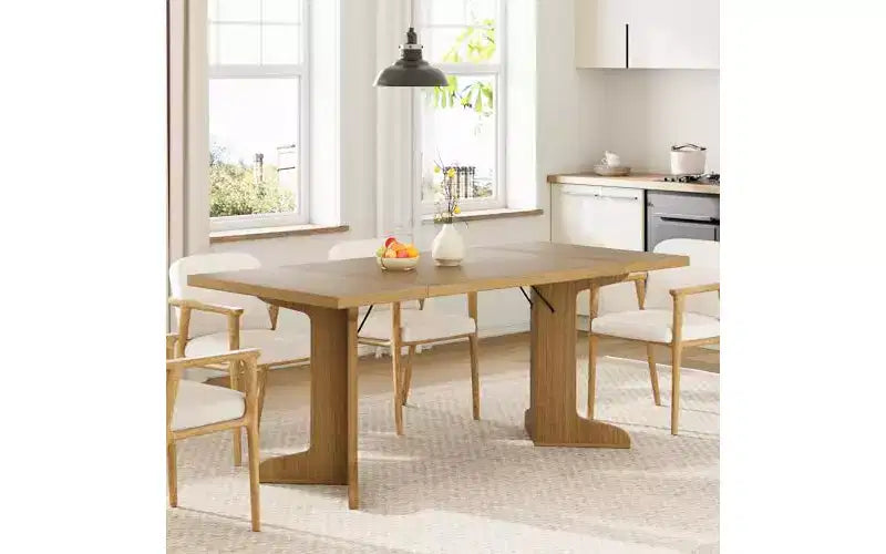 71 Large Dining Table for 6 to 8 People, Modern Dinner Table with Unique Wooden Legs, Rectangle Dining Table for Kitchen, Dining Room & Living Room