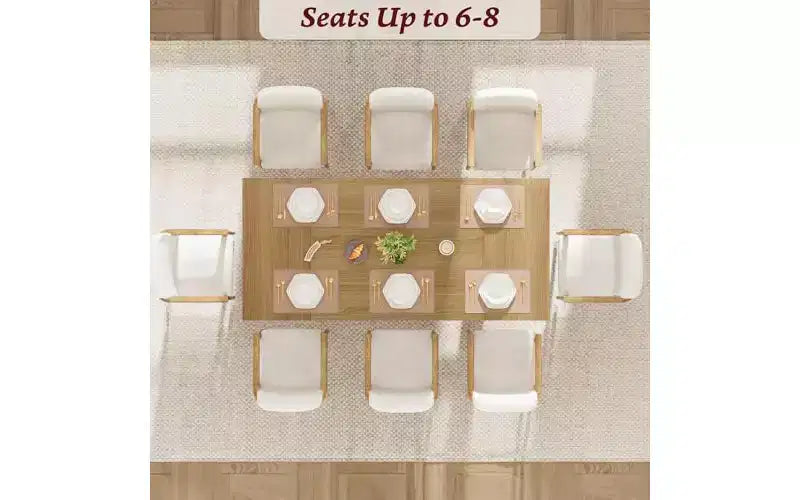 71 Large Dining Table for 6 to 8 People, Modern Dinner Table with Unique Wooden Legs, Rectangle Dining Table for Kitchen, Dining Room & Living Room