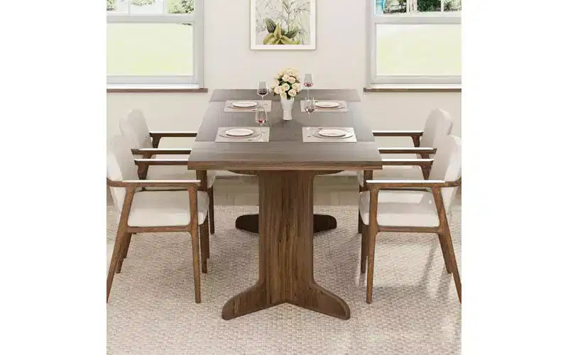 71 Large Dining Table for 6 to 8 People, Modern Dinner Table with Unique Wooden Legs, Rectangle Dining Table for Kitchen, Dining Room & Living Room