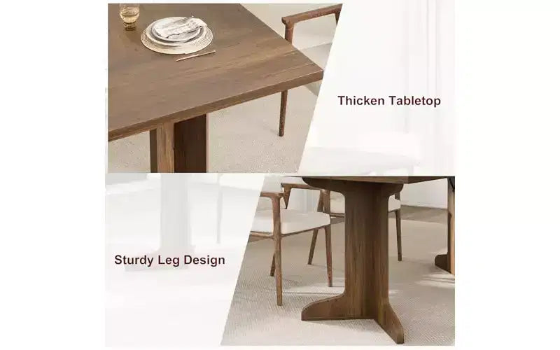 71 Large Dining Table for 6 to 8 People, Modern Dinner Table with Unique Wooden Legs, Rectangle Dining Table for Kitchen, Dining Room & Living Room